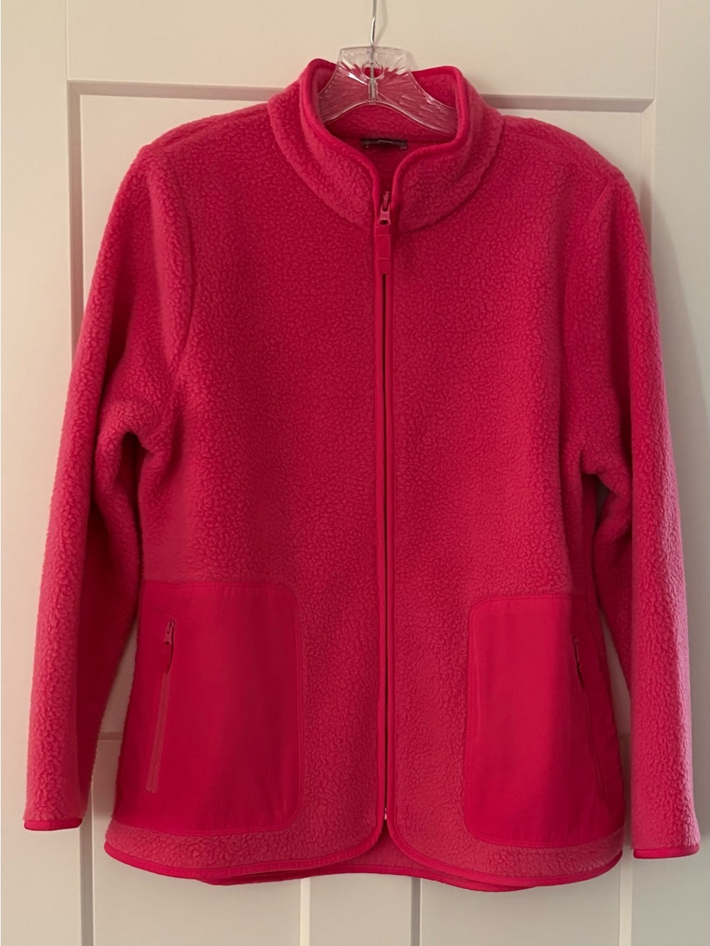 Talbots Women’s Hot Pink Fleece Jacket with Zip Pockets